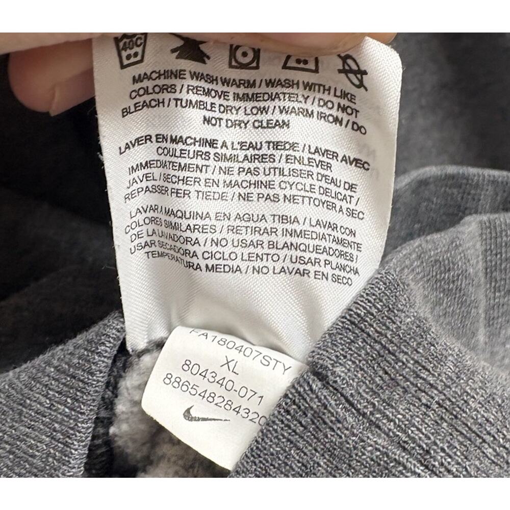Nike Crewneck Sweatshirt Mens XL Heather Gray White Logo Pullover Cotton Blend - Picture 6 of 6